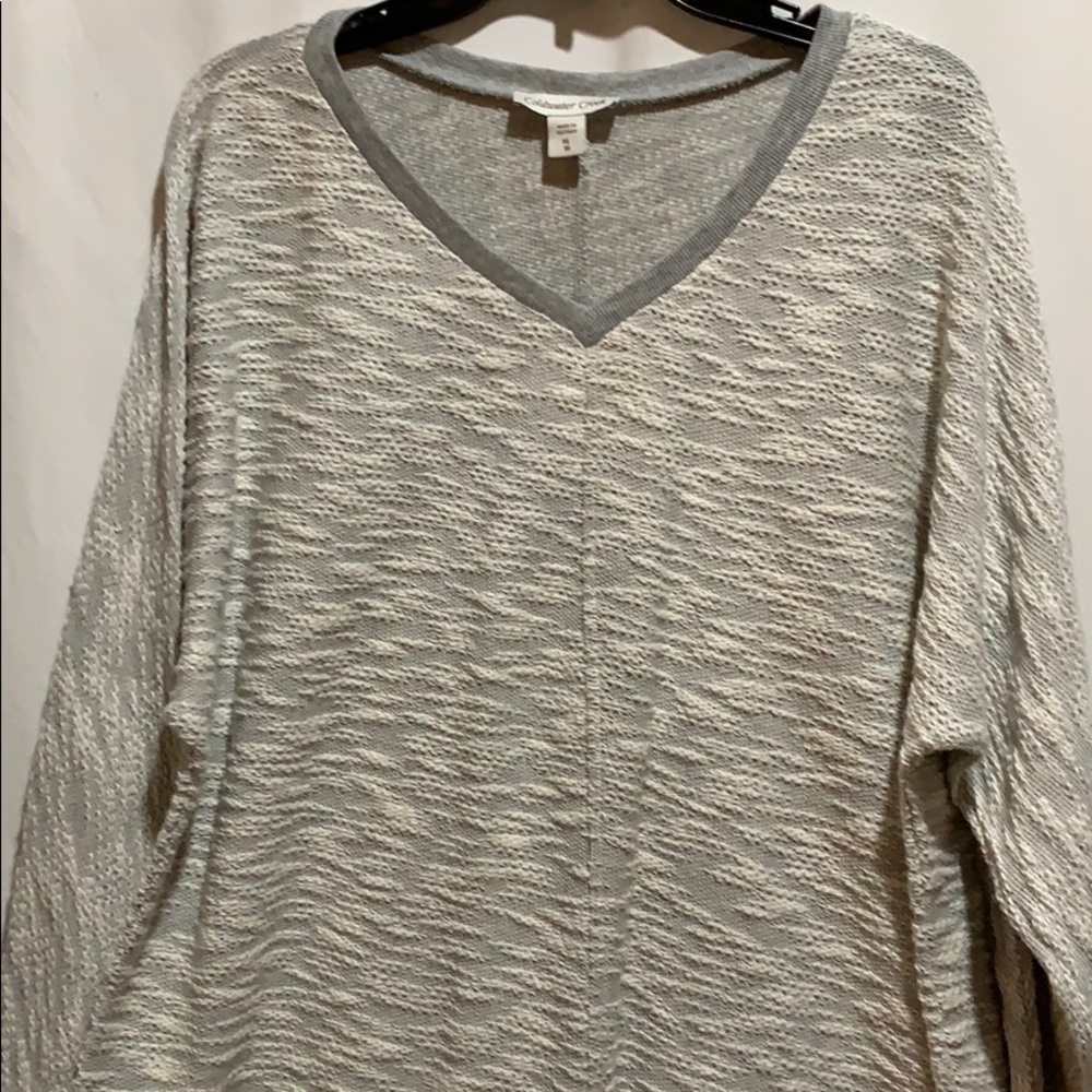 COLDWATER CREEK MARBLED GRAY KNIT TOP SZ XL COTTON